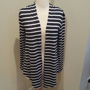 New navy and cream striped cardigan